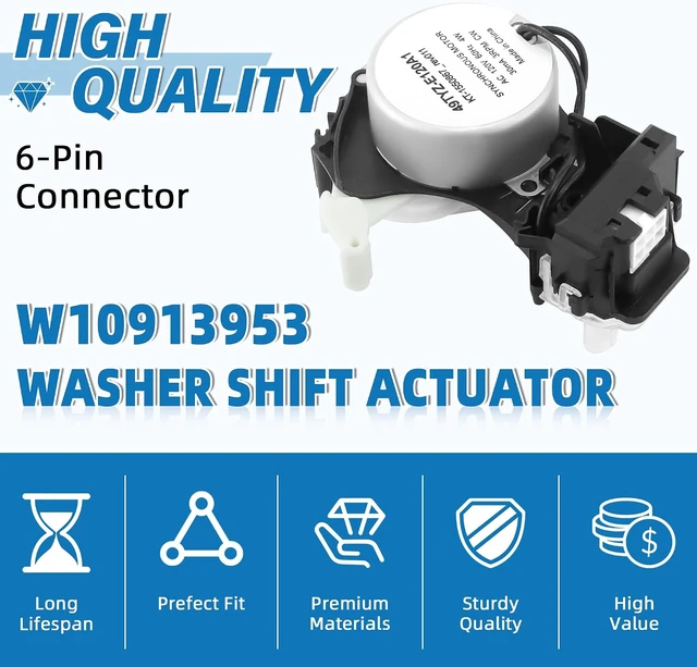 Alt view image 6 of 7 - Upgraded W10913953 W10597177 49tyz-e120a1 Washer Shift Actuator,Fit for Whirl.pool Ama.na Ken.more May.tag Washers Replace AP6037270 W10815026 W10913953VP by Fetechmate-2 Year Warranty
