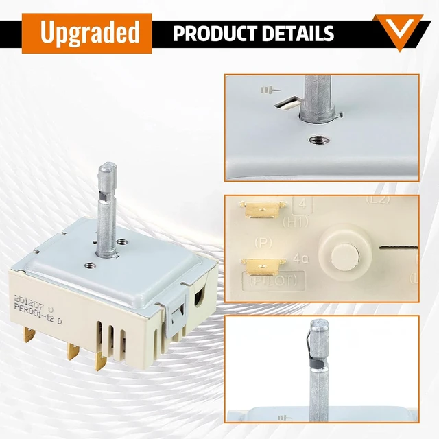 Alt view image 6 of 7 - DG44-01006B PER001-12 D Dual Surface Element Switch Compatible with Samsung,Control Switch Replacement Numbers: PER001-12 D, AP6037530, PS11771631, EAP11771631, PD00035203, Fit for Samsung Range/Ovens
