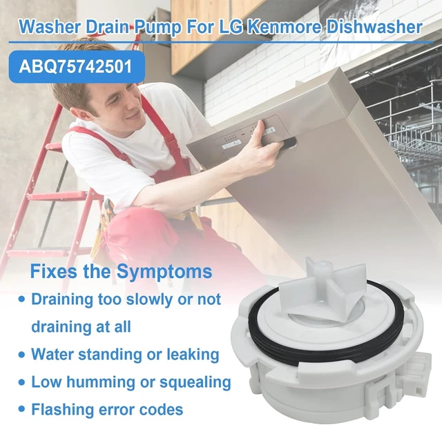 Alt view image 7 of 7 - ABQ75742501 Dishwasher Drain Pump Motor Assembly Compatible with LG Kenmore,Dishwasher Drain Pump Fits LDF55458B, LDP5676BD, Replaces ABQ75742501 ABQ75742505 EAU62043401 4963038 EAP12742537 EAU6071080
