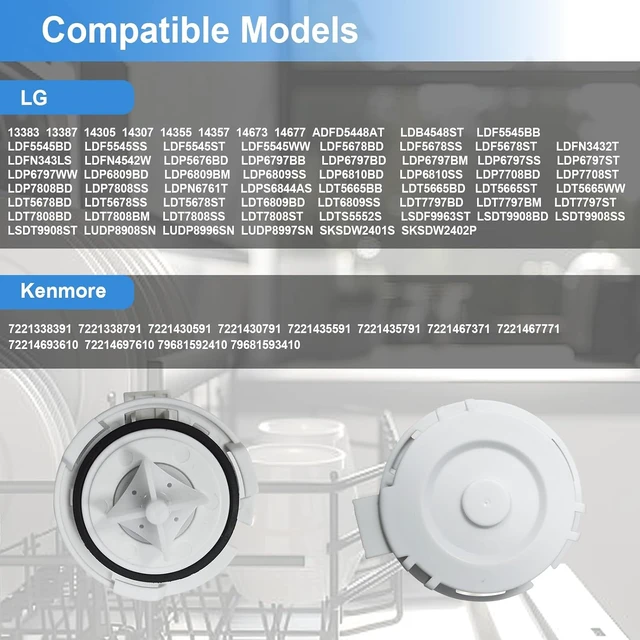 Alt view image 6 of 7 - ABQ75742501 Dishwasher Drain Pump Motor Assembly Compatible with LG Kenmore,Dishwasher Drain Pump Fits LDF55458B, LDP5676BD, Replaces ABQ75742501 ABQ75742505 EAU62043401 4963038 EAP12742537 EAU6071080