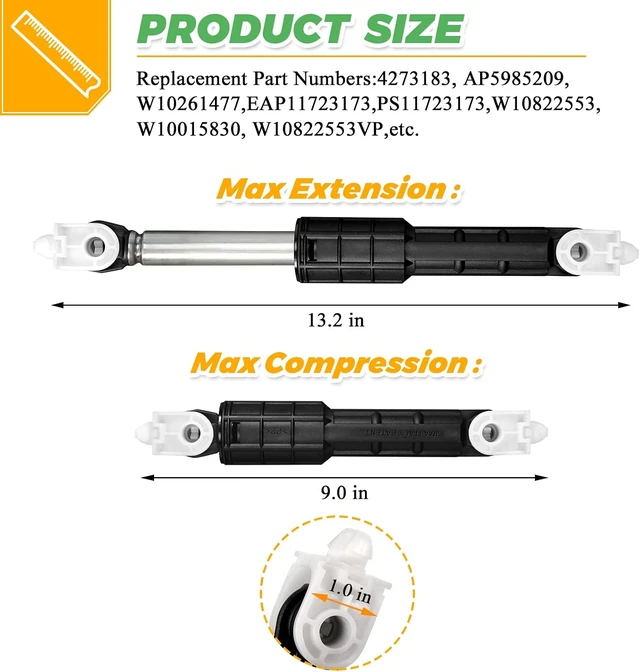 Alt view image 3 of 7 - 0EM 8182812 W10822553 Washer Shock Absorbers Compatible with Kenmore KitchenAid Whirlpool Washer Shock Absorber W10822553 W10015830 W10261477 PS11723173 W10822553VP AP5985209 by Techecook - 4Pack
