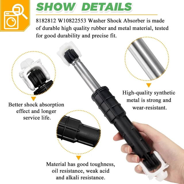 Alt view image 2 of 7 - 0EM 8182812 W10822553 Washer Shock Absorbers Compatible with Kenmore KitchenAid Whirlpool Washer Shock Absorber W10822553 W10015830 W10261477 PS11723173 W10822553VP AP5985209 by Techecook - 4Pack