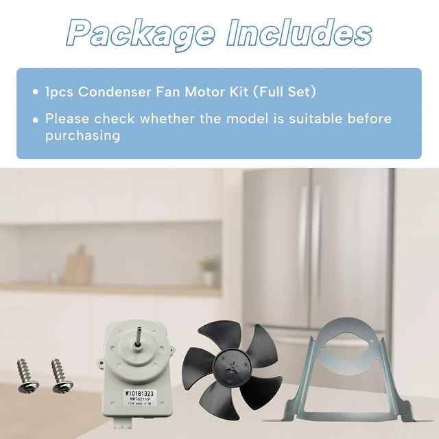 Alt view image 3 of 6 - W10181323 Refrigerator Condenser Fan Motor Fit for Whirlpool May-tag Fit for KitchenAid Fit for Jenn-Air A-mana with Fan Blade Mounting Bracket Replace 14211095 1455822 AP4330510 1Set