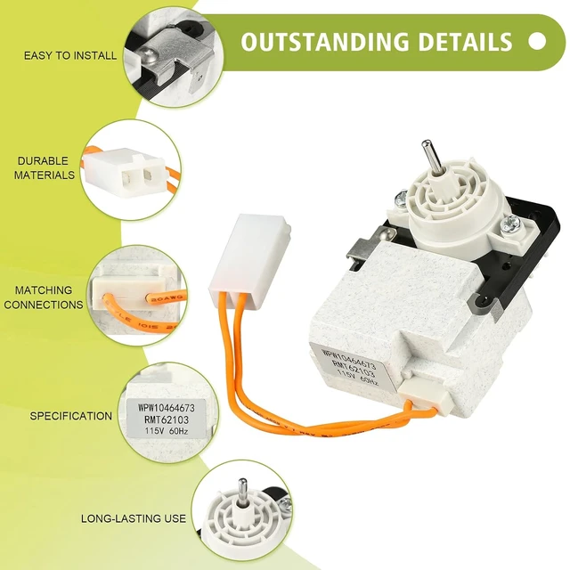 Alt view image 3 of 7 - WPW10464673 Refrigerator Evaporator Fan Motor for Whirlpool by Freeboy,Replace W10464673 PS7320664 PS11755167 3020513 AP6021839, Fit for Maytag, KitchenAid, Kenmore, Ikea Refrigerators, 115V 60Hz