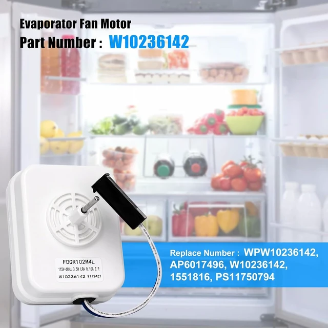 Alt view image 4 of 7 - W10236142 Motor Evap Fits for Whirlpool Refrigerator WPW10236142 Fan Motor Compatible with Maytag Amana Select Models, Replaces 1551816 AH2372370 EA2372370 PS2372370