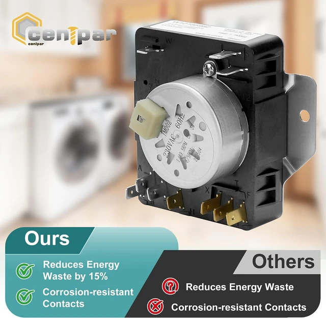 Alt view image 5 of 7 - W10185982 WPW10185982 Dryer Timer for Whirlpool Maytag WED4815EW1 WED5100VQ1 WED4800BQ1 WGD4800XQ0 WED4810EW1 WED4800XQ0 Replace 418-618-20-B5 PS11749831 230V 60Hz by Cenipar
