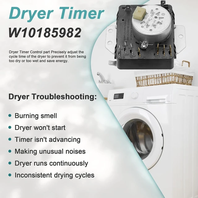 Alt view image 6 of 7 - W10185982 WPW10185982 Dryer Timer for Whirlpool Maytag WED4815EW1 WED5100VQ1 WED4800BQ1 WGD4800XQ0 WED4810EW1 WED4800XQ0 Replace 418-618-20-B5 PS11749831 230V 60Hz by Cenipar