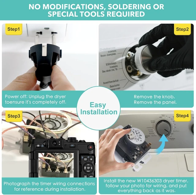 Alt view image 3 of 6 - WPW10436303 W10436303 Dryer Timer Replacement,Genuine OEM Quality, Replaces 418-618-20-B5, AP6021393, PS11754717, PS3632909, Fits Whirlpool, Kenmore, Amana, Admiral Dryers