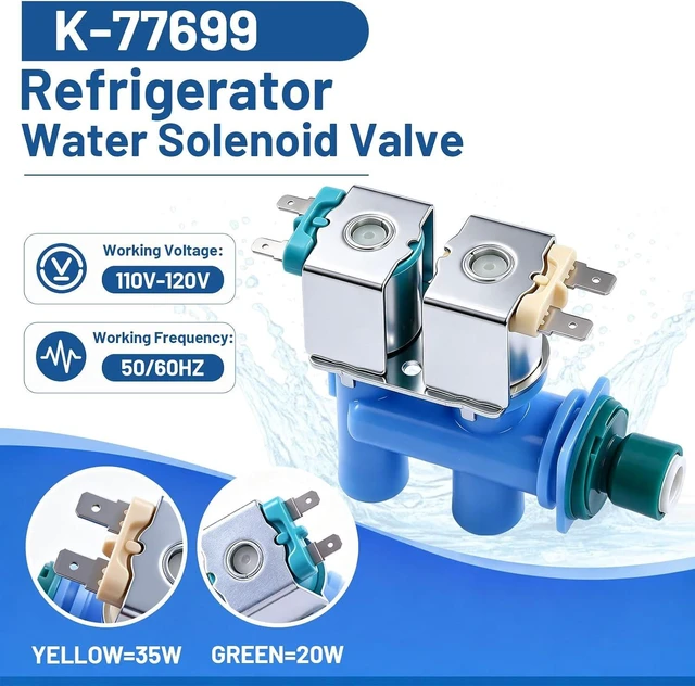 Alt view image 6 of 7 - WPW10349187 for Whirlpool Refrigerator Water Solenoid Valve W10913947,W11043013 K-77699 AP6041509 PS11775241 1878256 PS11753408 Suitable for Whirlpool Refrigerator Water Valve for Ice Maker
