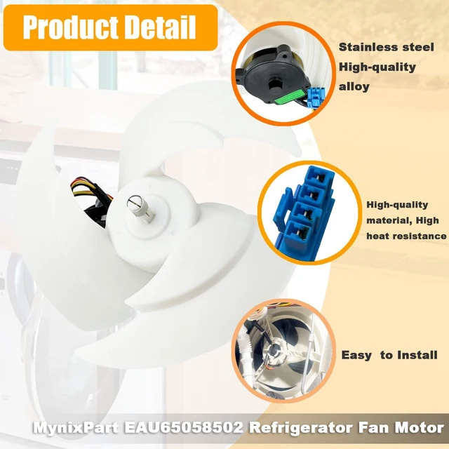 Alt view image 2 of 5 - EAU65058502 EAU65058501 Refrigerator Evapoartor Condenser Fan Motor & Fan Assembly Compatible with LG LFXS26973S LRFLC2706S LRFXC2606S LRFS28XBS LF29H8330S LRFXS3106S