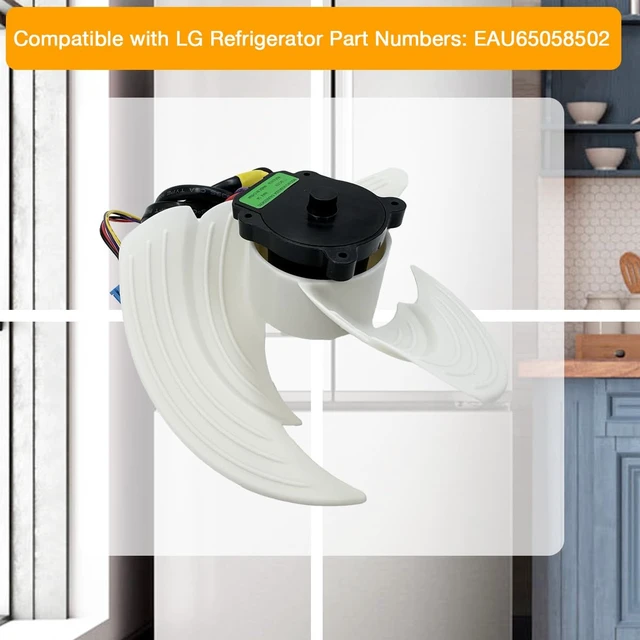 Alt view image 5 of 5 - EAU65058502 EAU65058501 Refrigerator Evapoartor Condenser Fan Motor & Fan Assembly Compatible with LG LFXS26973S LRFLC2706S LRFXC2606S LRFS28XBS LF29H8330S LRFXS3106S