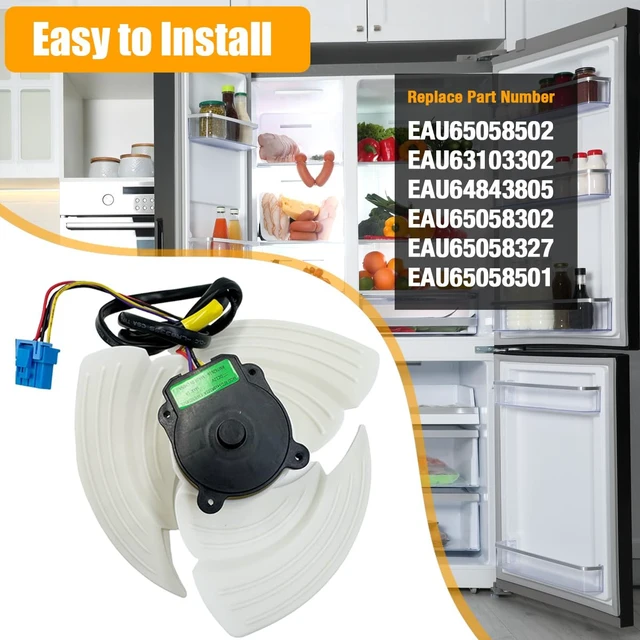 Alt view image 4 of 5 - EAU65058502 EAU65058501 Refrigerator Evapoartor Condenser Fan Motor & Fan Assembly Compatible with LG LFXS26973S LRFLC2706S LRFXC2606S LRFS28XBS LF29H8330S LRFXS3106S