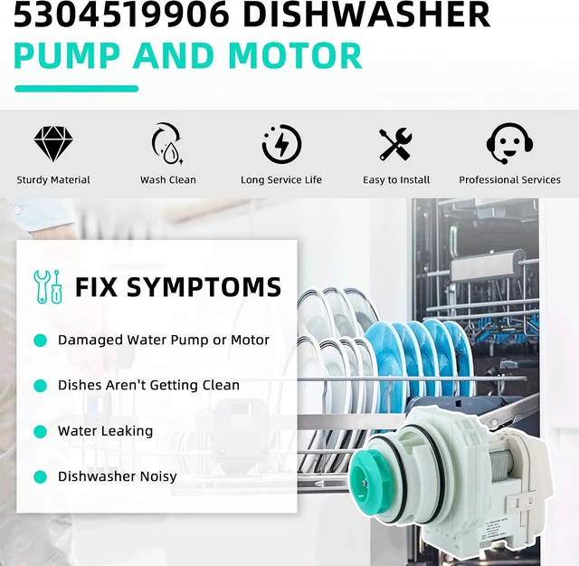 Alt view image 6 of 6 - 5304519906 blp11-2 Dishwasher Pump and Motor Assembly Replacement fit for Fri-gidaire Ik-ea White-Westinghouse Water Drain Circulation Pump Replaces A11951402, AP6840161 By Fetechmate