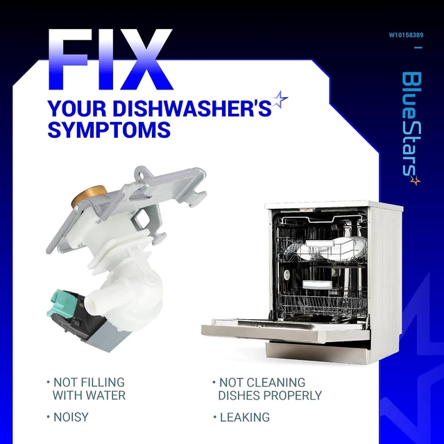 Alt view image 7 of 7 - W10158389 Dishwasher Water Inlet Valve Replacement,Compatible with Whirlpool Kenmore Dishwashers - Replaces AP6015932 8558986 8558987 8558988 8563405 8563406 8563407 W10158387