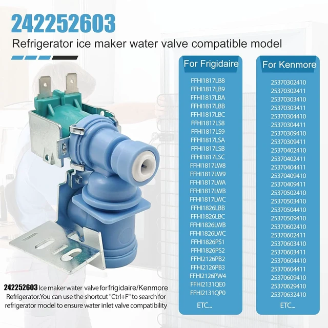 Alt view image 5 of 7 - 242252603 Refrigerator Ice Maker Water Inlet Valve for Frigidaire Kenmore,Water Inlet Valve for Electrolux Icemaker Refrigerator Solenoid Valves. Replacement Parts AP5671756 241803703 241803701 Etc