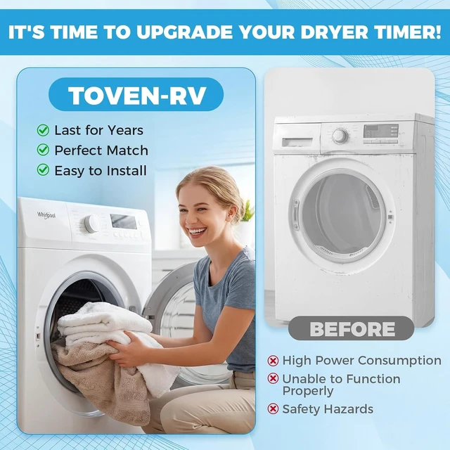Alt view image 3 of 7 - WPW10185981 W10185981 Dryer Timer Replacement, 115V 60Hz,Compatible with Whirlpool Maytag Kenmore Crosley Amana Gas Dryers Replaces 418-095-20-B5, AP6016540, PS11749830, EAP11749830