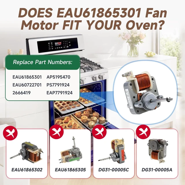 Alt view image 3 of 7 - EAU61865301 Range Convection Fan Motor Compatible with LG LRE3193ST LRE3085ST LRE3193BM, EAU61865301 AC Fan Blower Motor Replace EAU60722701 2666419 AP5679700 PS7791924 STPD00051624 AC Blower