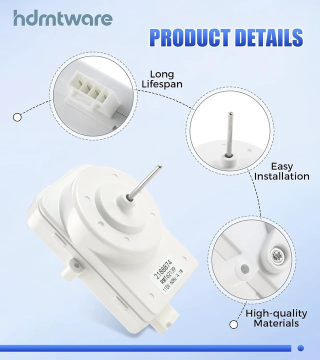 Alt view image 3 of 7 - 2188874 W10508362 Refrigerator Condenser Fan Motor 4 Pins 115V 60HZ,Replacement for Amana Kenmore Whirlpool Refrigerators, Replaces Numbers AP6006075, 1065075, PS11739140, W11042567, W11253683