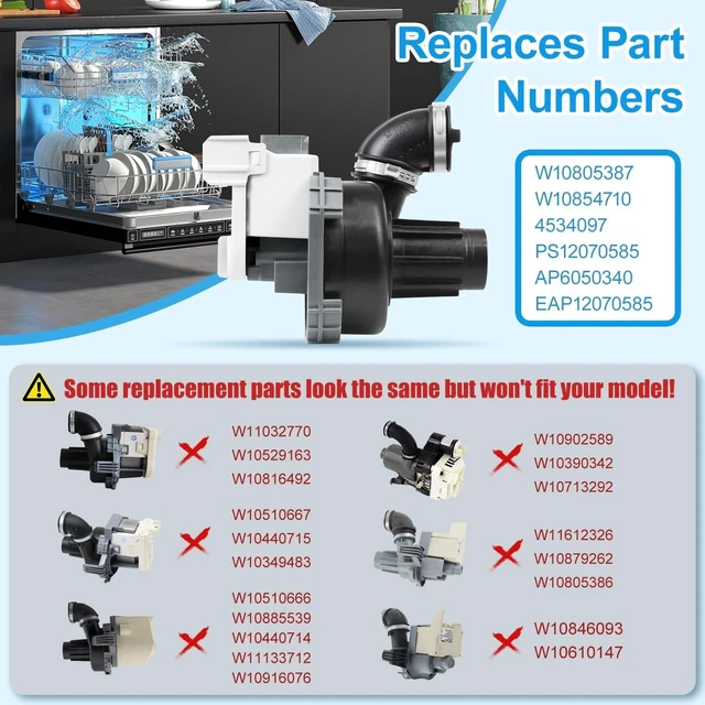 Alt view image 7 of 7 - W11084656 W11612327 Dishwasher Circulation Pump for Whirlpool Dishwasher,WDT750SAHZ0 WDTA50SAHZ0 WDT730PAHZ0 Circulation Pump Kenmore W11084656 Wash Pump Motor Kitchenaid Dishwasher Replacement Part