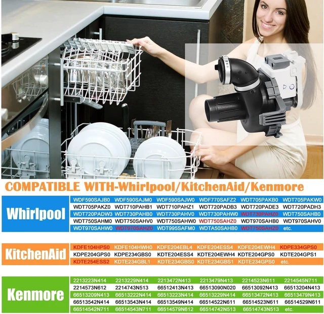 Alt view image 3 of 7 - W11084656 W11612327 Dishwasher Circulation Pump for Whirlpool Dishwasher,WDT750SAHZ0 WDTA50SAHZ0 WDT730PAHZ0 Circulation Pump Kenmore W11084656 Wash Pump Motor Kitchenaid Dishwasher Replacement Part
