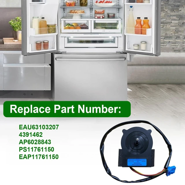 Alt view image 3 of 7 - EAU63103207 Refrigerator Condenser Fan Motor Compatible with LG Kenmore,Replaces 4391462 AP6028843 PS11761150 EAP11761150 Fit for LSXS26396S/00 LSXC22396S/00 79551862610 79551863610 79551867610