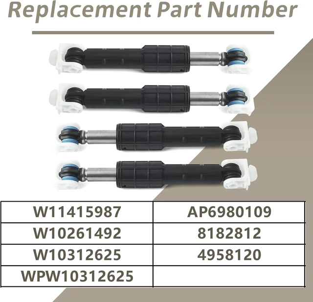 Alt view image 7 of 7 - 4PCS W11415987 Washer Shock Absorber Replacement for Whirlp WFW72HEDW0 WFW75HEFW0 Front Load Washing Machine for May-tag MHW5100DW0 MHW3505FW1 Replace W10261492 W10312625 AP6980109