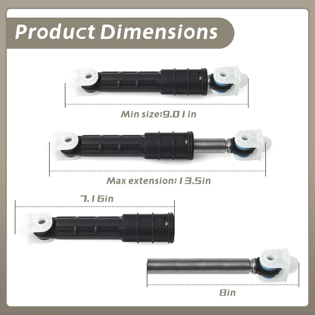 Alt view image 3 of 7 - 4PCS W11415987 Washer Shock Absorber Replacement for Whirlp WFW72HEDW0 WFW75HEFW0 Front Load Washing Machine for May-tag MHW5100DW0 MHW3505FW1 Replace W10261492 W10312625 AP6980109