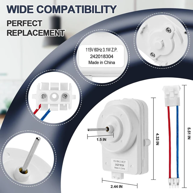 Alt view image 5 of 6 - 242018301 242018304 Refrigerator Condenser Fan Motor- 297279502 Compatible with Kenmore Frigidaire Electrolux Crosley Refrigerator Replace FFHS2622MBA PS12728810 AP6891872 PS3501052 by Cenipar