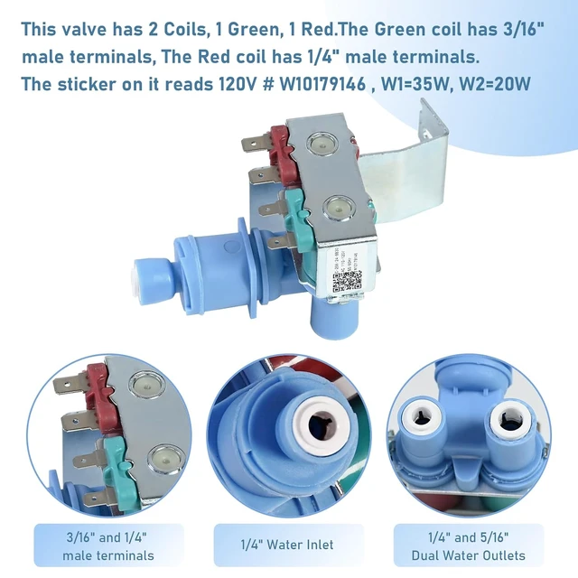 Alt view image 5 of 6 - W10179146 WPW10179146 Refrigerator Water Inlet Valve for Replacement Whirlpool Kenmore maytag Amana Kitchen aid and IKEA Refrigerator W10408179 4389177 IMV708 W10155357 W11563185 AP6016381 PS11749668