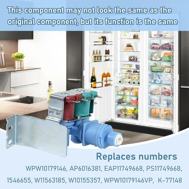 Alt view image 2 of 6 - W10179146 WPW10179146 Refrigerator Water Inlet Valve for Replacement Whirlpool Kenmore maytag Amana Kitchen aid and IKEA Refrigerator W10408179 4389177 IMV708 W10155357 W11563185 AP6016381 PS11749668