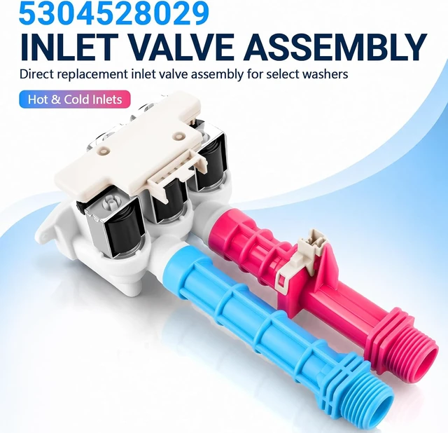 Alt view image 6 of 7 - 5304528029 5304514790 Washing Machine Water Inlet Valve Assembly Fit for GE Hotpoint Frigidaire Kenmore Electrolux washers Washer Water Valve Replace 5304522534 5304514790 5304514791 PS16544354
