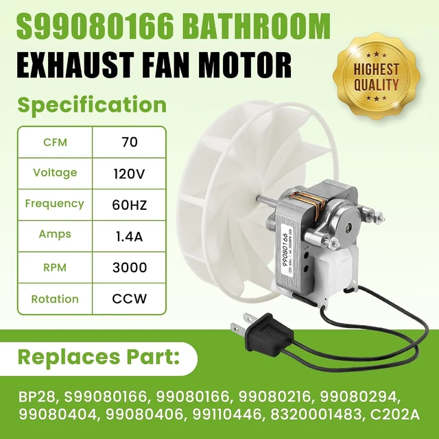 Alt view image 5 of 6 - AMI PARTS S99080166 BP28 Vent Bath Fan Motor Replacement,Fit for Bro-an Nu-Tone 655 657 658 679 Bathroom Exhaust Fan Motor 70CFM 120V 60Hz 1.4 Amp 3000RP CCW