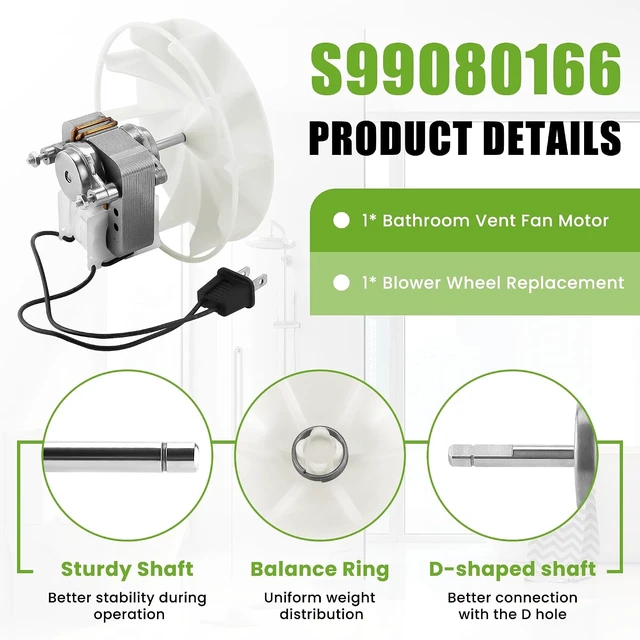 Alt view image 4 of 6 - AMI PARTS S99080166 BP28 Vent Bath Fan Motor Replacement,Fit for Bro-an Nu-Tone 655 657 658 679 Bathroom Exhaust Fan Motor 70CFM 120V 60Hz 1.4 Amp 3000RP CCW