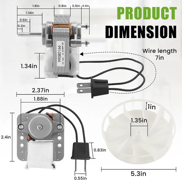 Alt view image 2 of 6 - AMI PARTS S99080166 BP28 Vent Bath Fan Motor Replacement,Fit for Bro-an Nu-Tone 655 657 658 679 Bathroom Exhaust Fan Motor 70CFM 120V 60Hz 1.4 Amp 3000RP CCW