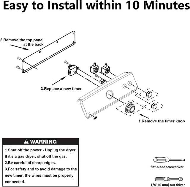 Alt view image 3 of 6 - WPW10186032 W10186032 Dryer Timer, 120V 60Hz, OEM Quality, 2-Year Warranty,Compatible with Kenmore 110.65132411 110.71202012 110.75132412 110.62342510, 7MKGDS400DW0, Replace for 2116926, PS3500198
