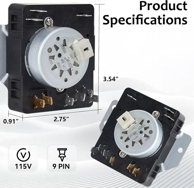 Alt view image 4 of 6 - WPW10186032 W10186032 Dryer Timer, 120V 60Hz, OEM Quality, 2-Year Warranty,Compatible with Kenmore 110.65132411 110.71202012 110.75132412 110.62342510, 7MKGDS400DW0, Replace for 2116926, PS3500198