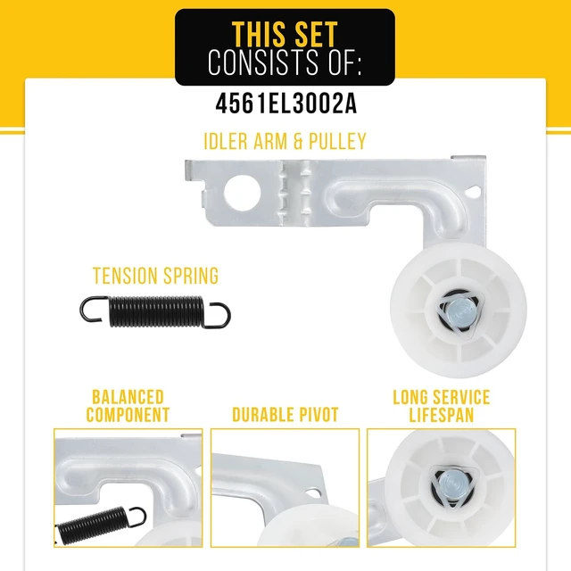 Alt view image 4 of 7 - 4561EL3002A Dryer Idler Pulley Assembly for LG Kenmore AP4438243 PS3523033,Replaces EA3523033 AH3523033 AP7220429 PS17269866 1267530, Fits DLGX2651R DLE7300WE DLE2050W DLE2514W DLE2516W DLE3777W