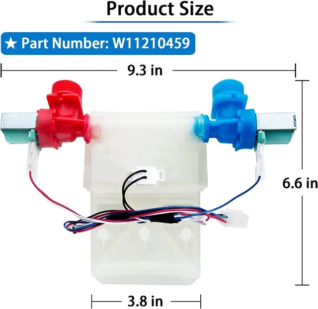 Alt view image 6 of 6 - W11210459 W10869799 Washer Water Inlet Valve Compatible with Whirlpool Kenmore May-tag Crosley Amana Inglis, Replacement for W10701459, W11025984, ap6329217, W10838319,W11038711, 33190190, W11210459VP