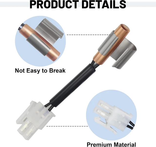Alt view image 3 of 7 - Upgraded 3 Pack W10383615 Refrigerator Thermistor with Clip Compatible with Whir-lpool refrigerator Replaces WPW10383615VP 2118226 AP6020675