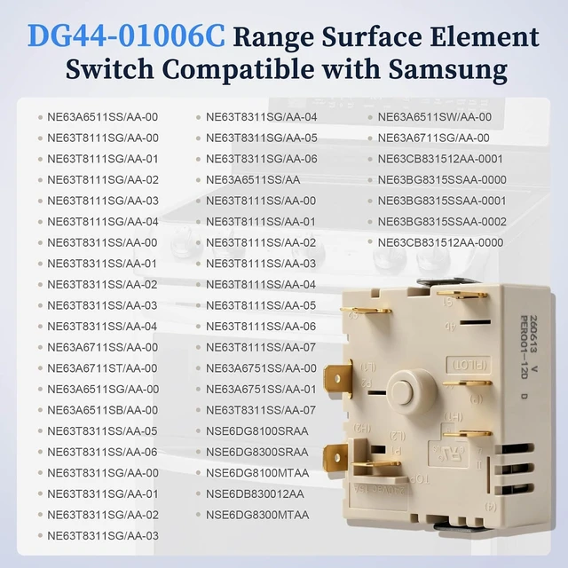 Alt view image 3 of 7 - DG44-01006C Infinite Control Switch Compatible with Samsung NE63A6511SS NE63T8111SG NE63T8311SS Replacement for PER001-12D 4978126 AP7014551 PS16556816 EAP16556816 ASM38045