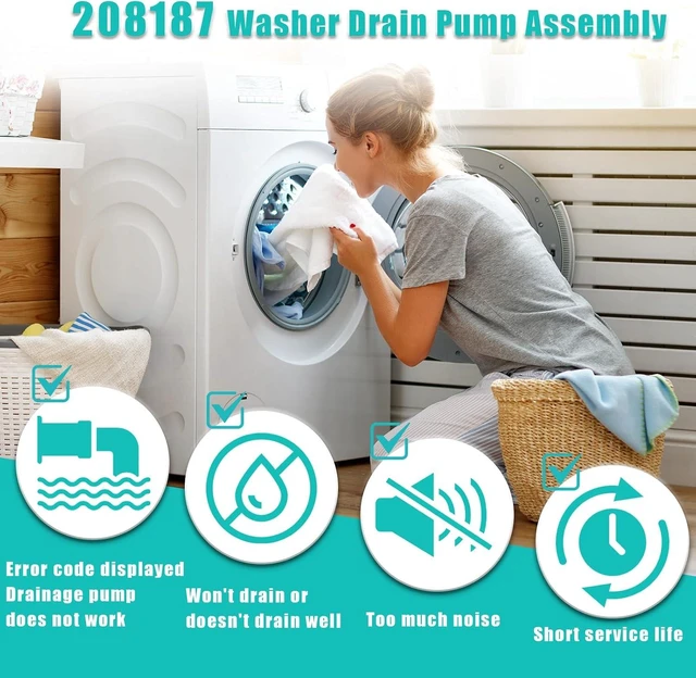 Alt view image 2 of 6 - 280187 8181684 Front Load Clothes Washer Drain Pump Filter Assembly,120V 60Hz 0.70W 0.95A, 1200164 Drain Pump Compatible with Whirlpool Duet Maytag Epic Kenmore HE Front Load Washers