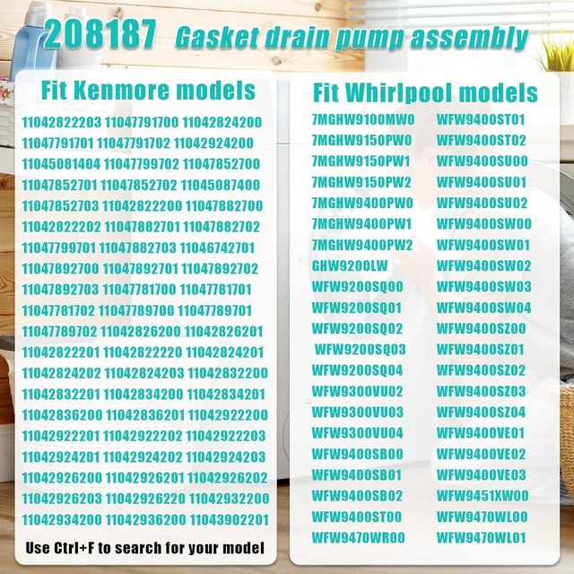 Alt view image 6 of 6 - 280187 8181684 Front Load Clothes Washer Drain Pump Filter Assembly,120V 60Hz 0.70W 0.95A, 1200164 Drain Pump Compatible with Whirlpool Duet Maytag Epic Kenmore HE Front Load Washers