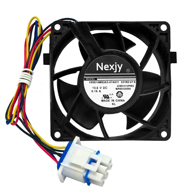Main image of WR60X26866 Refrigerator Evaporator Fan Motor for GE Refrigrator, Replace V80E14MS2A3-57A611, WR60X26030, WR60X10356, WR60X10357, Fix Noise, Stabilize Cooling