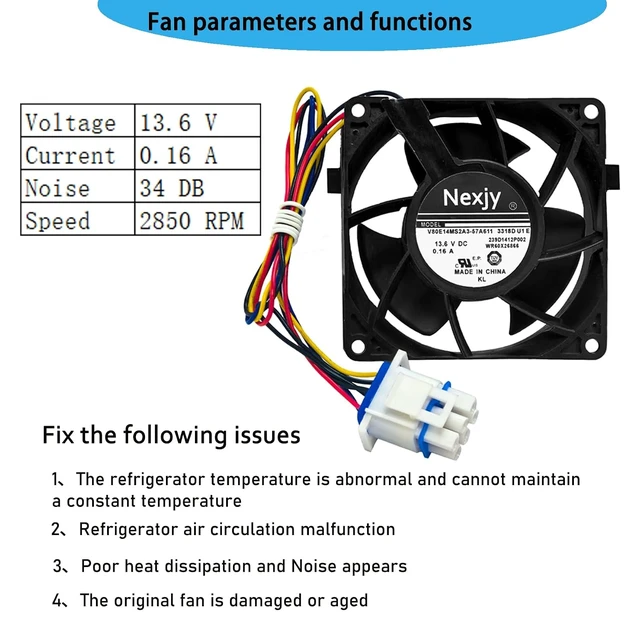 Alt view image 3 of 7 - WR60X26866 Refrigerator Evaporator Fan Motor for GE Refrigrator, Replace V80E14MS2A3-57A611, WR60X26030, WR60X10356, WR60X10357, Fix Noise, Stabilize Cooling