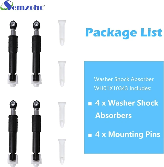 Alt view image 4 of 7 - WH01X20826 Washer Shock Absorber Kit Fit for G.E Washer Damper Shock Replaces WH01X10343 AP4265856 WH01X10385 WH01X10425 AH1482318 EA1482318 WH01X10260 PS1482318 - with 4 Shocks and 4 Pins