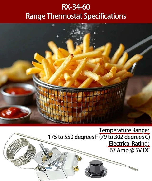 Alt view image 4 of 6 - 1191727, RX-34-60 Thermostat with 1190573 Knob for Southbend Range, 550F,Southbend Range 1191727 Thermostat, 234R, S24C, S24E, S36A, 171D, 171A RX-Millivolt 550 Compatible with Robertshaw 46-1767