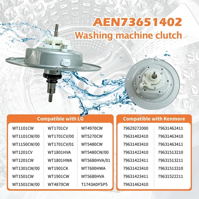 Alt view image 3 of 7 - AEN73651402 AEN73131403 Washing Machine Clutch & Bearing Assembly Compatible with LG Kenmore washer machine: WT1101CW, WT1201CV, WT1501CW etc. Replace AEN73131406, 3661EA1009D, 3661EA1009F