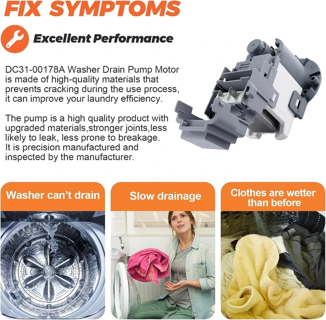 Alt view image 3 of 7 - OEM DC31-00178A PX3516-01 Washer Drain Pump Upgrade Fit for SAMSUNG Washer, Replaces DC31-00187A DC97-19289F DC31-00178D B35-3a DC97-20621A PX3516-01, 5 YEARS WARRANTY by Beaquicy