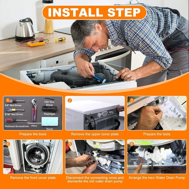 Alt view image 2 of 7 - Upgrade W11458345 Water Drain Pump Assembly Compatible with Whirlpool Washer Replacement Part W11316609 W11319789 W10918608 Washing Machine Circulation Pump