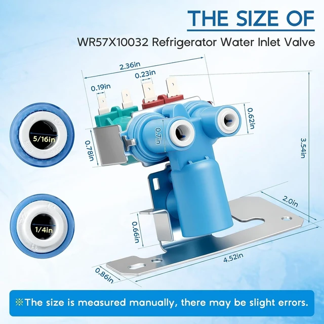 Alt view image 5 of 7 - WR57X10051 WR57X10032 Refrigerator Water Inlet Valve for GE,for Kenmore Hotpoint Fridge Ice Maker, Solenoid Valve Replaces WR57X33326 WR57X10040 AP3672839 PS901314